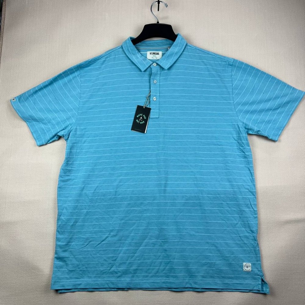 LinkSoul Golf Tempus Fugit Striped 2XL Casual Polo Shirt Blue Men New